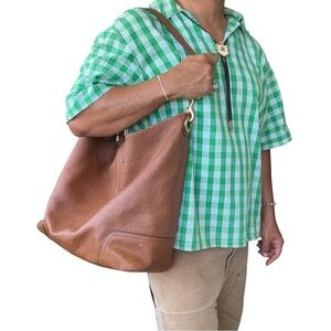 Coach Brown Leather Hobo Bag for Men - Classic Soft Pebbled Leather